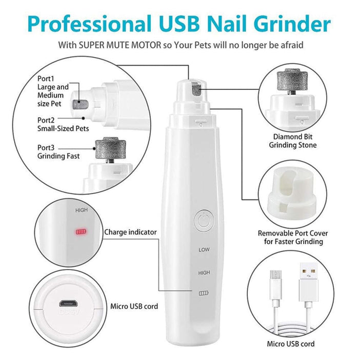 Portable Usb Rechargeable Electric Pet Painless Nail