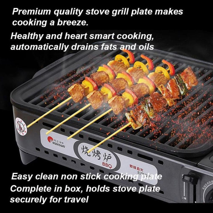 Portable Gas Bbq Stove with Pro Grill Plate Outdoor