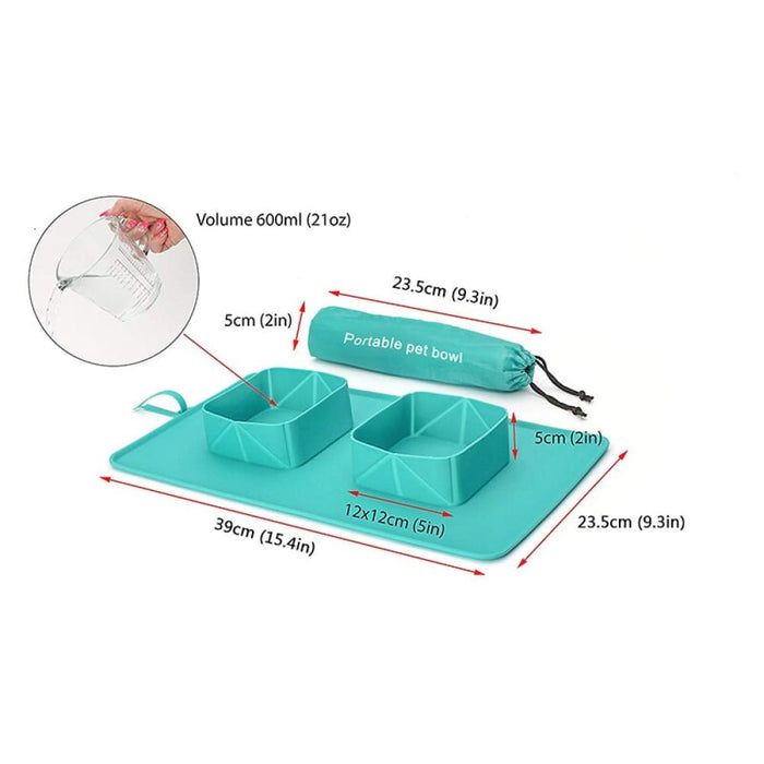 Portable Non-toxic Dog Double Travel Bowls With Antislip