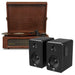 Portable Turntable Bluetooth Speakers Bundle Brown/black