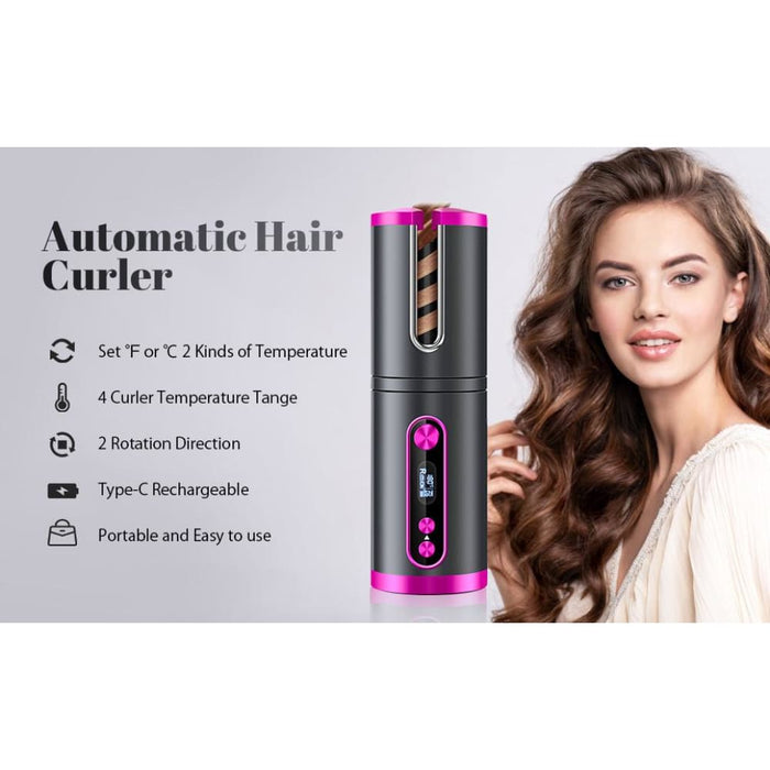 Portable Wireless Automatic Hair Curler For Travel With Led