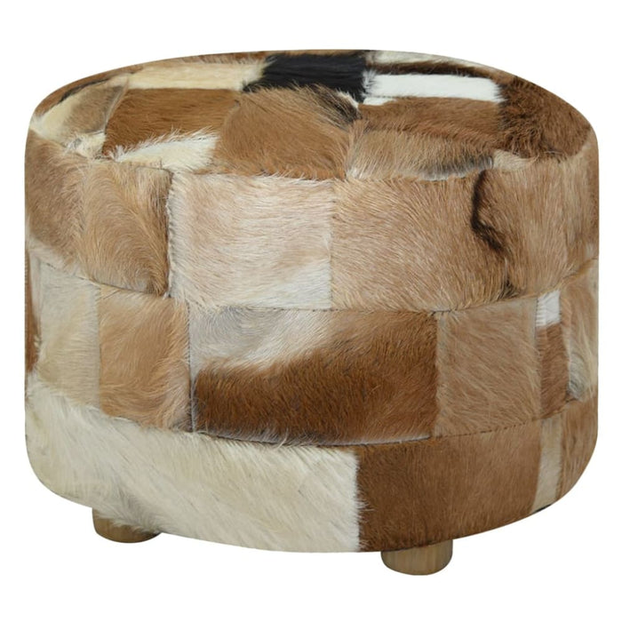 Pouffe Genuine Leather Round 50x50x45 Cm Xaapan