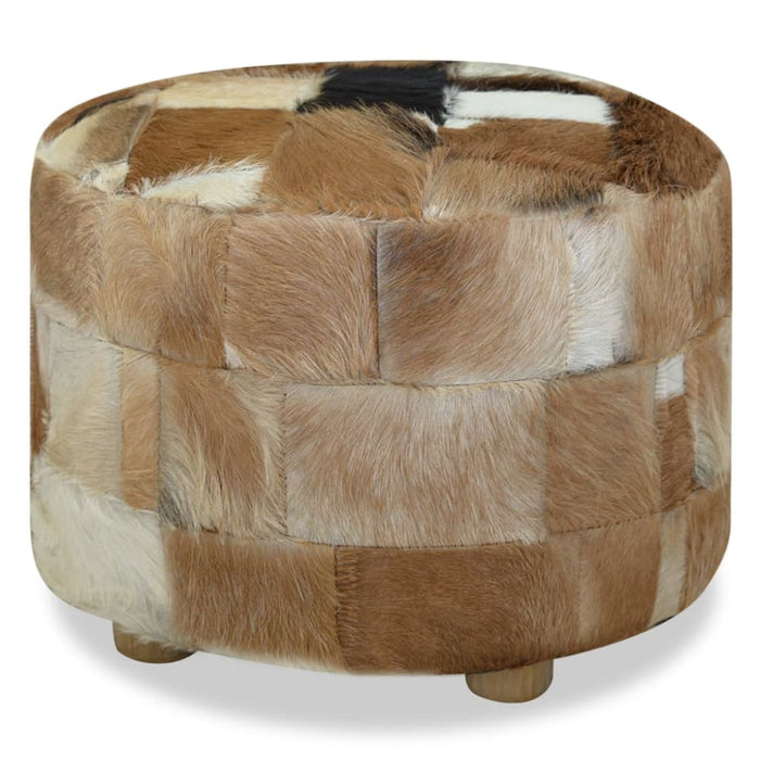 Pouffe Genuine Leather Round 50x50x45 Cm Xaapan