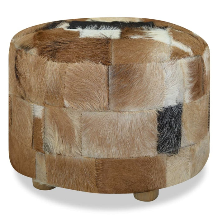 Pouffe Genuine Leather Round 50x50x45 Cm Xaapan