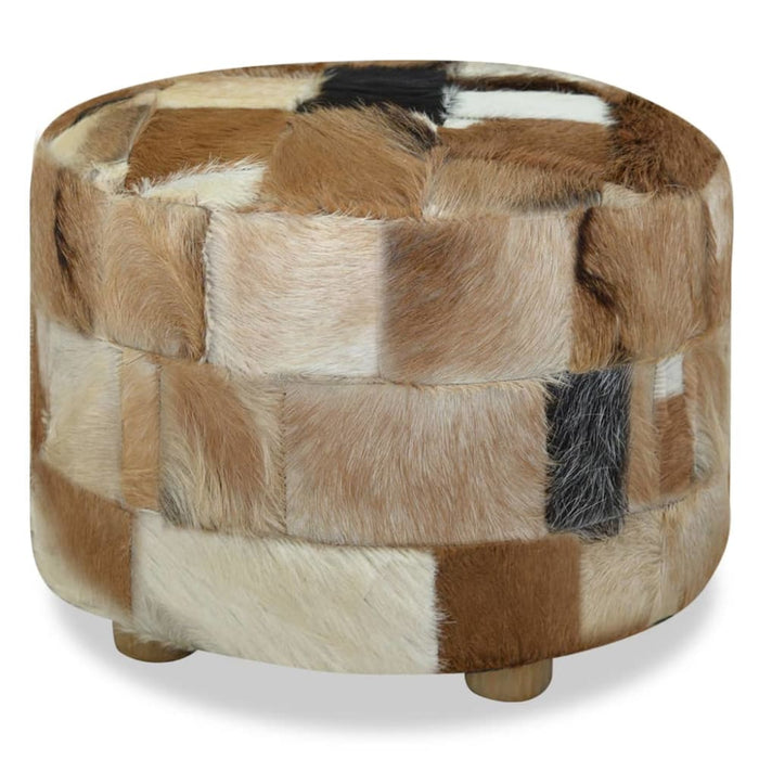 Pouffe Genuine Leather Round 50x50x45 Cm Xaapan