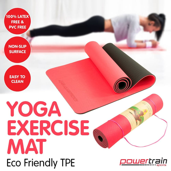 Powertrain Eco-friendly Tpe Pilates Exercise Yoga Mat 8mm