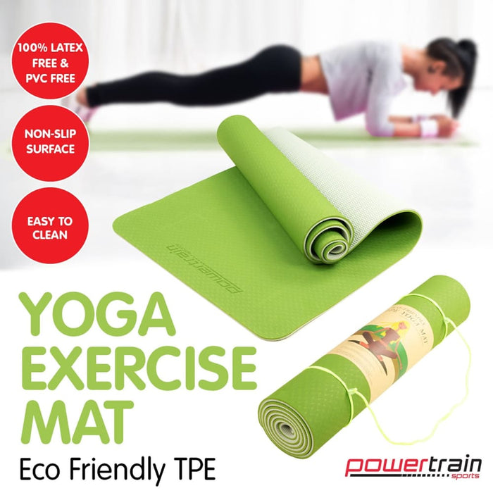 Powertrain Eco - friendly Tpe Pilates Exercise Yoga Mat 8mm