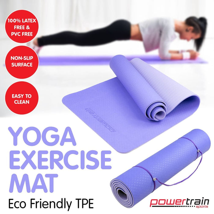 Powertrain Eco-friendly Tpe Pilates Exercise Yoga Mat 8mm