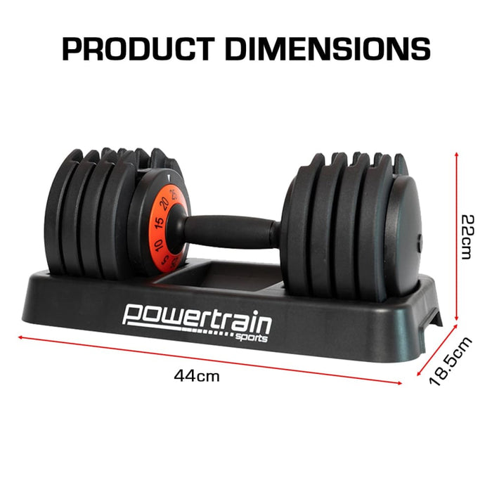 Powertrain Gen2 Pro Adjustable Dumbbell Weights- 25kg