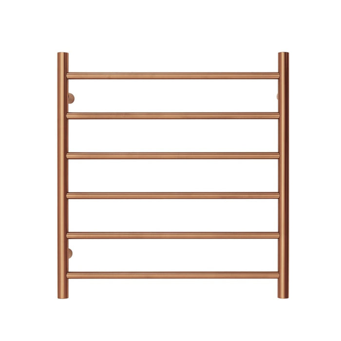 Premium Brushed Rose Gold Heated Towel Rack 6 Bars Round