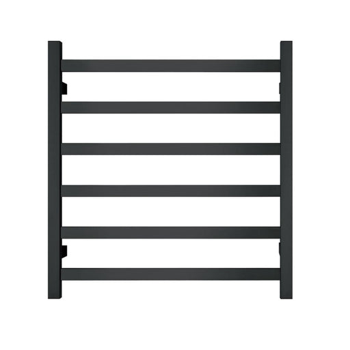 Premium Matte Black Heated Towel Rack 6 Bars Square Design