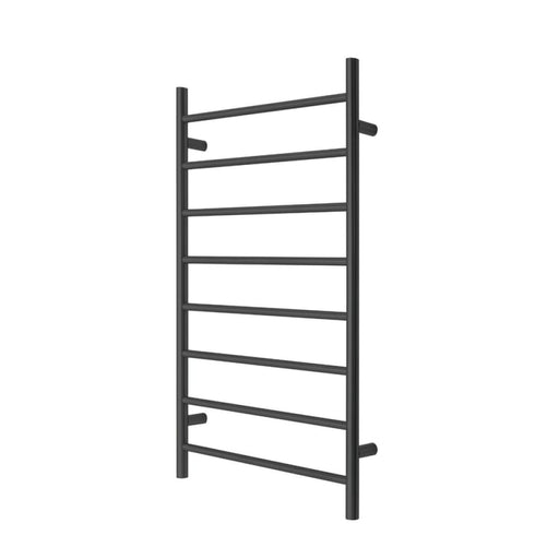 Premium Matte Black Heated Towel Rack 8 Bars Round Design