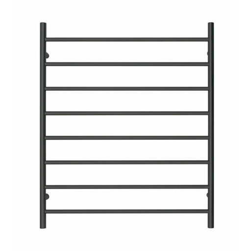 Premium Matte Black Heated Towel Rack 8 Bars Round Design