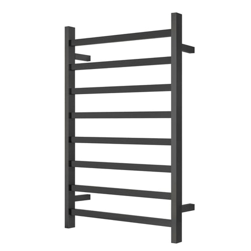 Premium Matte Black Heated Towel Rack 8 Bars Square Design