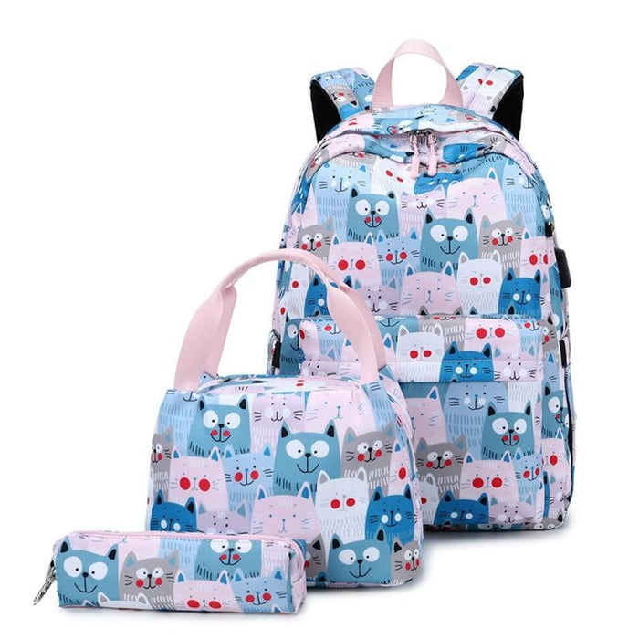 Printed Backpack Set For Students