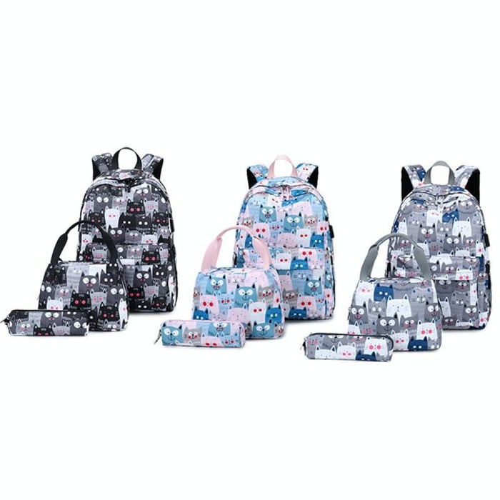 Printed Backpack Set For Students