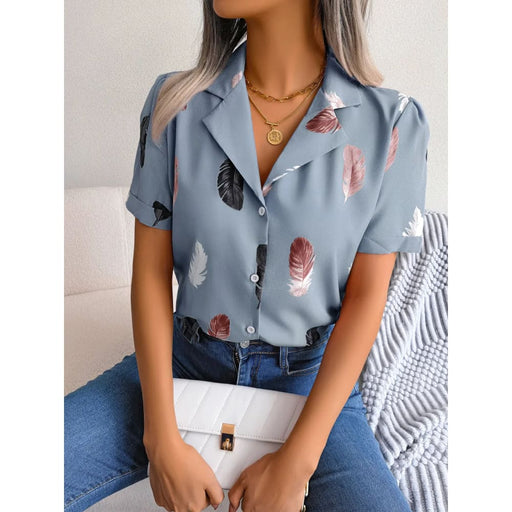 Printed Short Sleeve Casual Shirt for Women