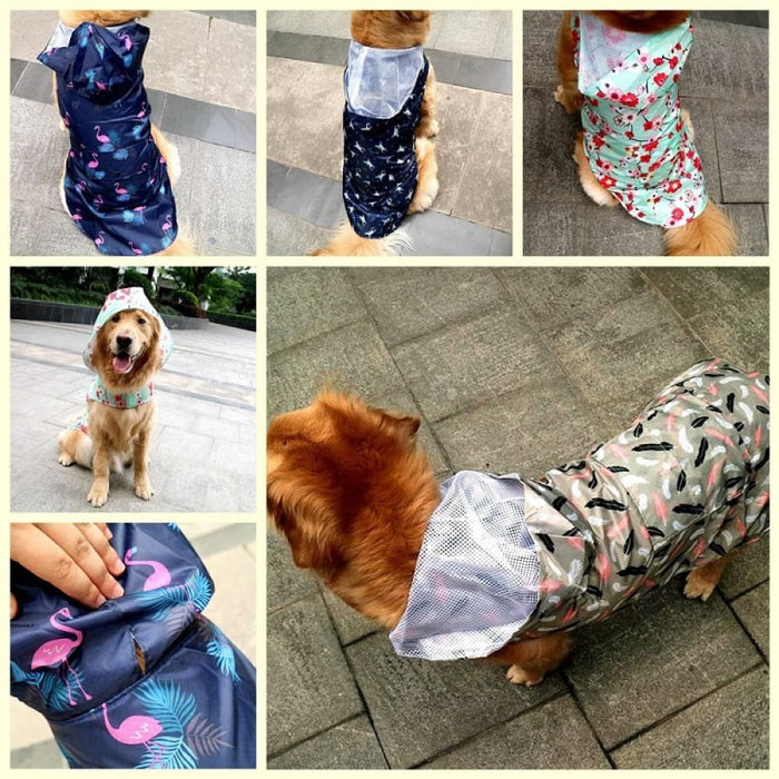 Printing Raincoat With Breathable Mesh For Dogs