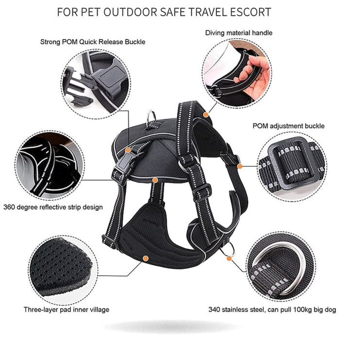 No Pull Adjustable Soft Padded Reflective Pet Vest Harness