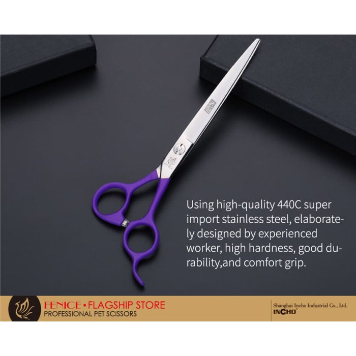 Purple 6.75 Inch Pet Dogs Gromming Scissors Straight Shears