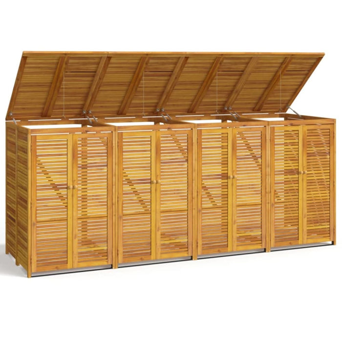 Quadruple Garbage Bin Shed 280x89x117 Cm Solid Wood Acacia