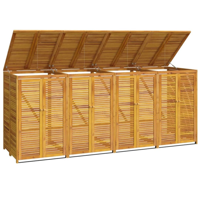 Quadruple Garbage Bin Shed 280x89x117 Cm Solid Wood Acacia