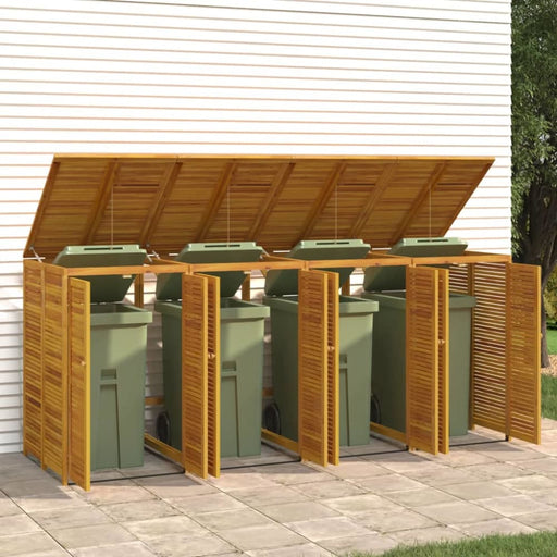 Quadruple Garbage Bin Shed 280x89x117 Cm Solid Wood Acacia