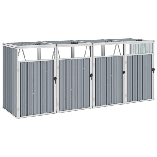 Quadruple Garbage Bin Shed Grey 286x81x121 Cm Steel Alxnl