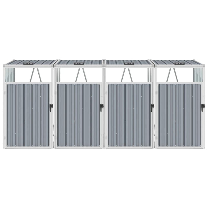 Quadruple Garbage Bin Shed Grey 286x81x121 Cm Steel Alxnl