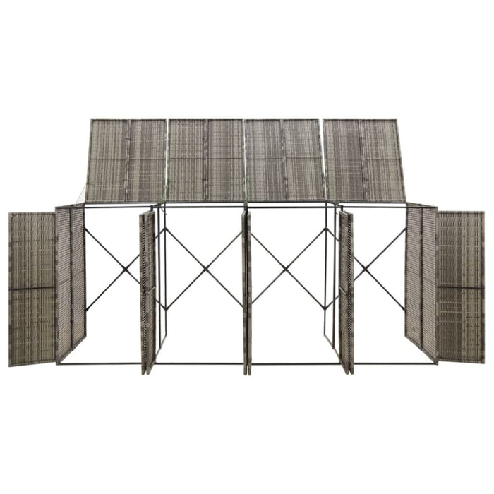 Quadruple Wheelie Bin Shed Grey 274x80x117 Cm Poly Rattan