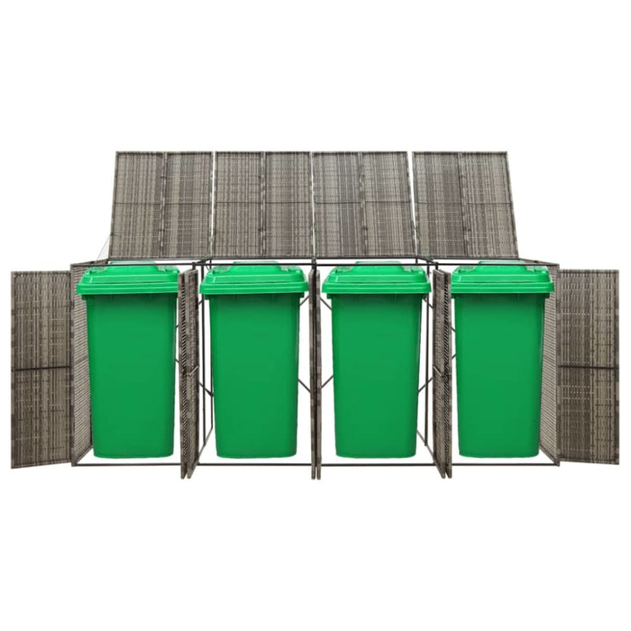 Quadruple Wheelie Bin Shed Grey 274x80x117 Cm Poly Rattan