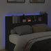 Queen Size Headboard Cabinet With Led Black 160x16.5x103.5