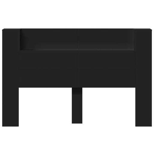 Queen Size Headboard Cabinet With Led Black 160x16.5x103.5