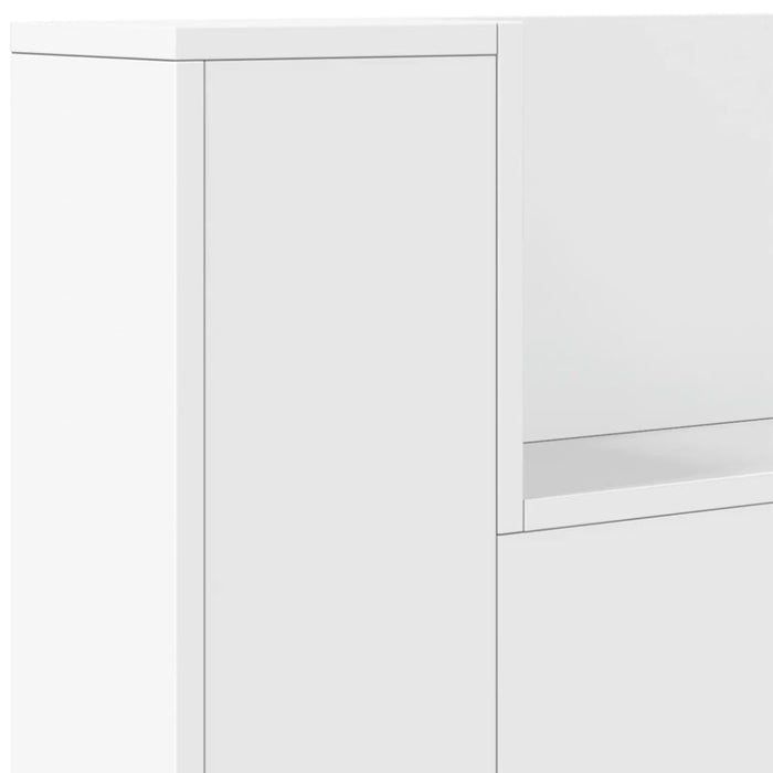 Queen Size Headboard Cabinet With Led White 160x16.5x103.5