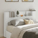 Queen Size Headboard Cabinet With Led White 160x16.5x103.5