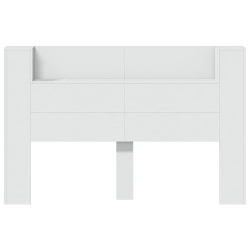 Queen Size Headboard Cabinet With Led White 160x16.5x103.5