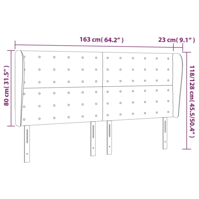 Queen Size Headboard With Ears Black 163x23x118/128 Cm Faux