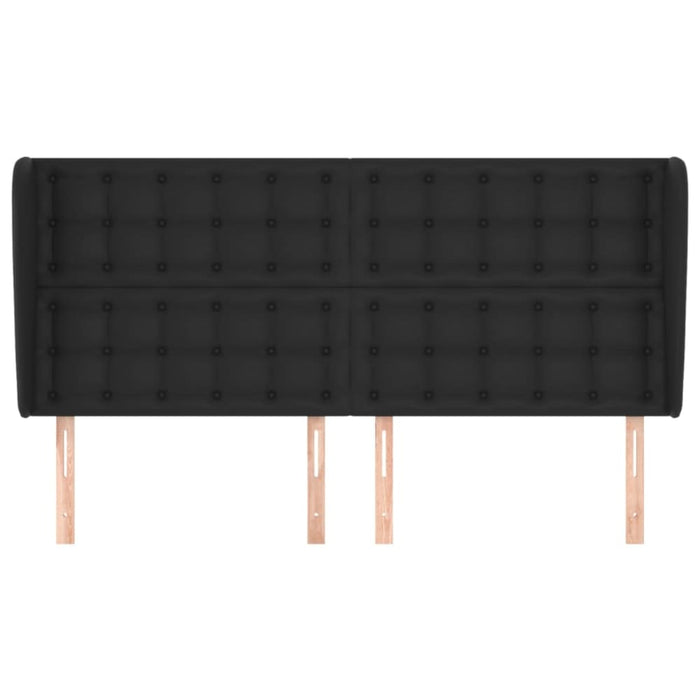 Queen Size Headboard With Ears Black 163x23x118/128 Cm Faux