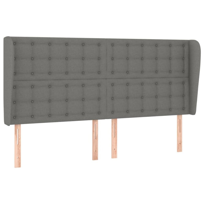 Queen Size Headboard With Ears Dark Grey 163x23x118/128 Cm