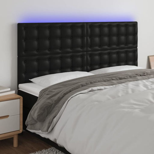 Queen Size Led Headboard Black 160x5x118/128 Cm Faux