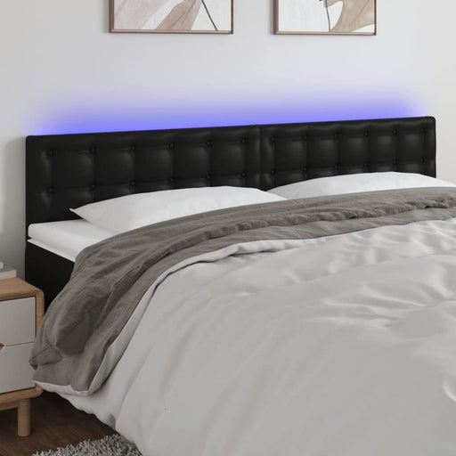 Queen Size Led Headboard Black 160x5x78/88 Cm Faux Leather