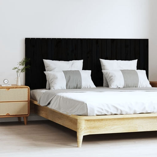 Queen Size Wall Headboard Black 159.5x3x60 Cm Solid Wood