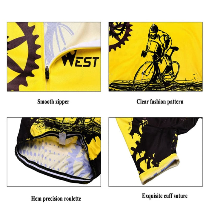 Quick-dry Yellow Spandex Cycling Jersey