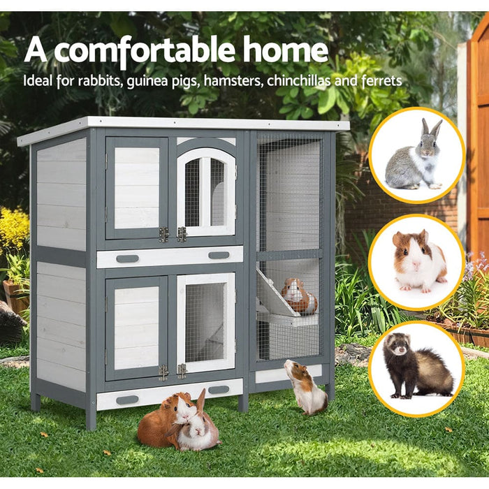 Rabbit Hutch Large Chicken Coop Wooden House Run Cage Pet