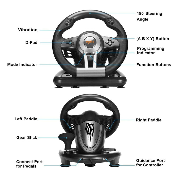 V3 Racing Steering Wheel With Pedals Vibration Volante