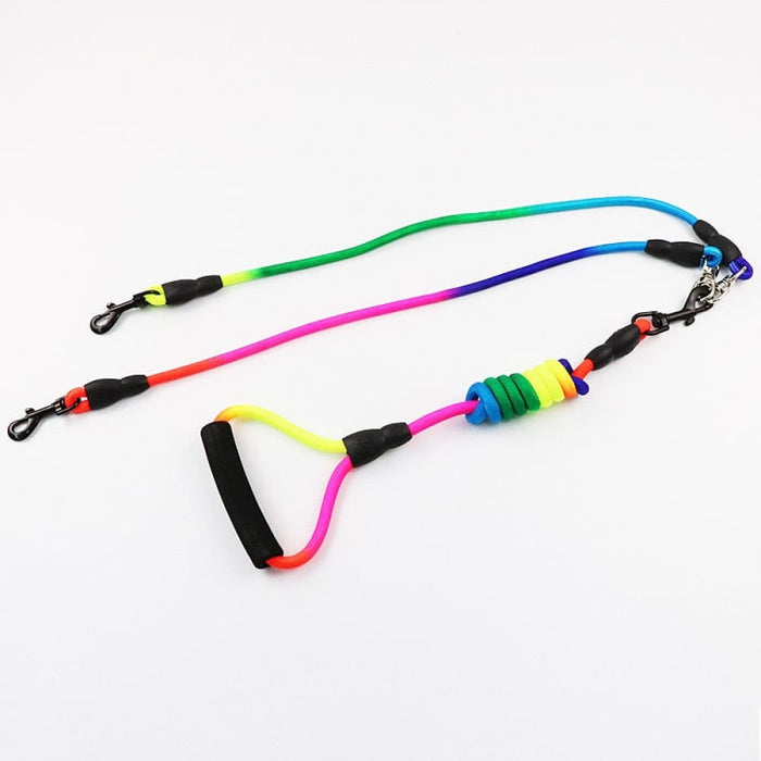 Rainbow Design 3 In 1 Nylon Leash With Durable Black Hook