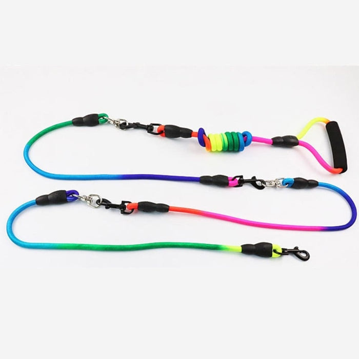 Rainbow Design 3 In 1 Nylon Leash With Durable Black Hook