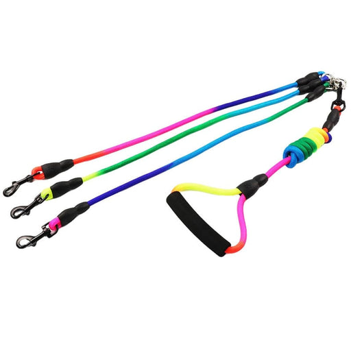 Rainbow Design 3 In 1 Nylon Leash With Durable Black Hook