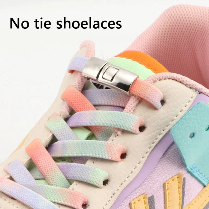 Rainbow Elastic With Cross Buckle No Tie 8mm Wide Shoelaces