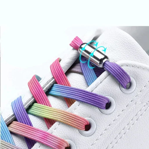 Rainbow Elastic Sneakers Colourful Flat B&s Without Ties